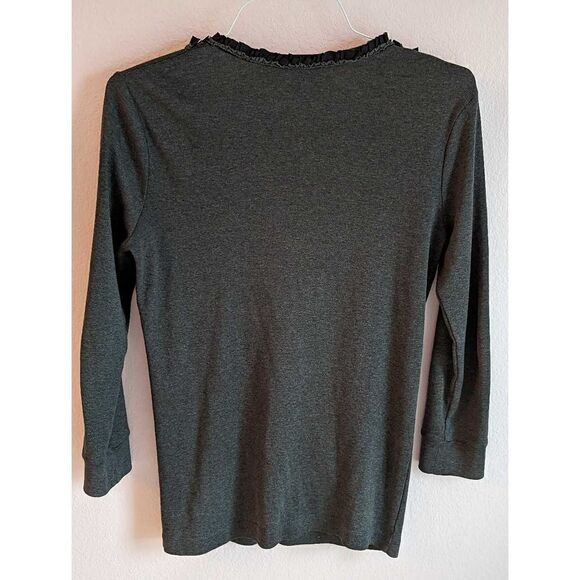 J. Crew size M, gray cardigan with black ribbon detail - Picture 5 of 5